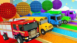 Bingo Song - School bus, Fire truck, Name the colors of the trucks-Baby Nursery Rhymes & Kids Songs