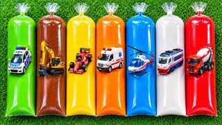 Finding Toy Cars: Police Car, Excavator, Race Car, Ambulance, Helicopter, Train & Tow Truck