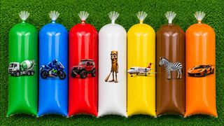Finding Toy Cars: Concrete Mixer Truck, Off-Road Car, Race Car, Jet Plane, Animals & Mystery Surprises