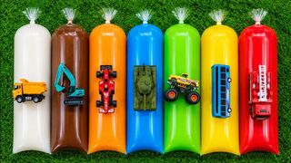 Finding Toy Cars: Monster Truck, Excavator, Race Car, Airplane, Ambulance, Fire Truck & Telolet Bus