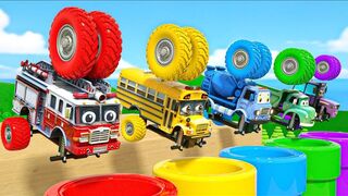 Change the Color Wheels on Kids Vehicles | Learn Colors with Cars