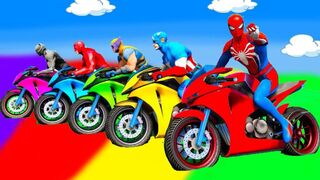 Color Motorcycle Battle with Superheroes