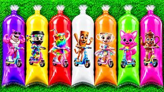 Colorful Water Balloons with Funny Meme Characters | Learn Colors