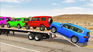 Rainbow Cars vs Giant Ramp – Car Crash Simulation