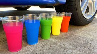 Crushing Crunchy & Soft Things by Car! Experiment Car vs Colored Plastic Cups