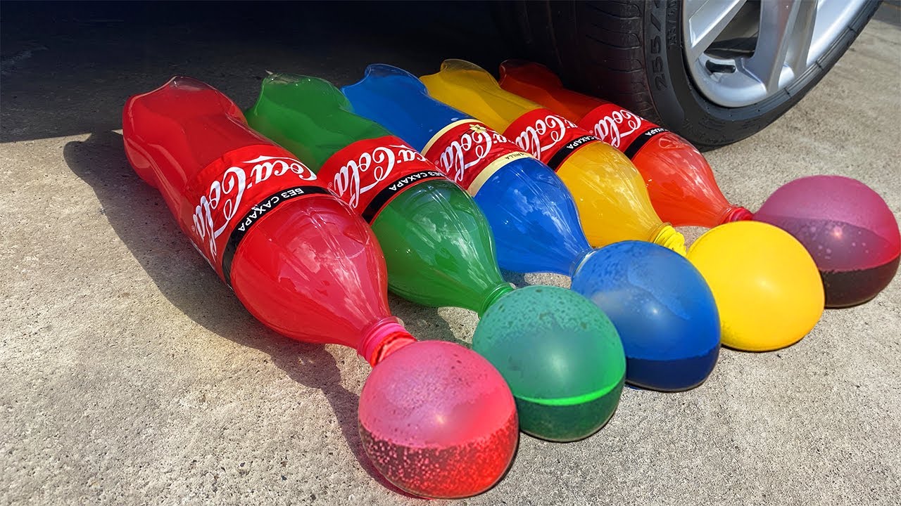 Download Crushing Crunchy & Soft Things by Car! EXPERIMENT: Car vs Color Coca Cola Balloons