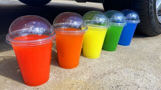 Crushing Crunchy & Soft Things by Car! EXPERIMENT: Car vs Colored Cups