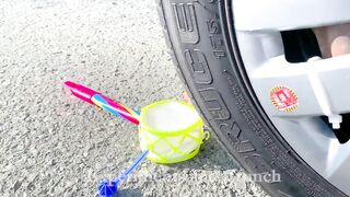 Crushing Crunchy & Soft Things by Car! EXPERIMENT: Car vs Toothpaste Balloons