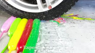 Crushing Crunchy & Soft Things by Car! EXPERIMENT: Car vs Color Water Balloons