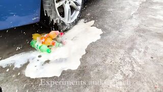 Crushing Crunchy & Soft Things by Car! EXPERIMENT: Car vs Coca Cola, Fanta, Mirinda Balloons