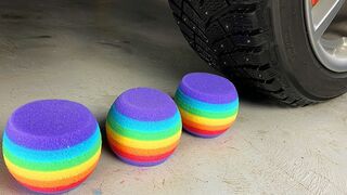 Crushing Crunchy & Soft Things by Car! EXPERIMENT CAR vs Rainbow Foam