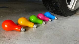 Crushing crunchy & Soft things by car! Experiment Car vs Light Bulbs