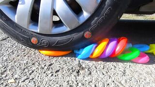 Crushing Crunchy & Soft Things by Car! EXPERIMENT CAR vs RAINBOW TOWER RING
