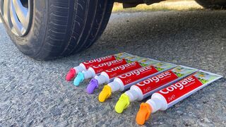 Crushing Crunchy & Soft Things by Car! EXPERIMENT: CAR VS RAINBOW TOOTHPASTE