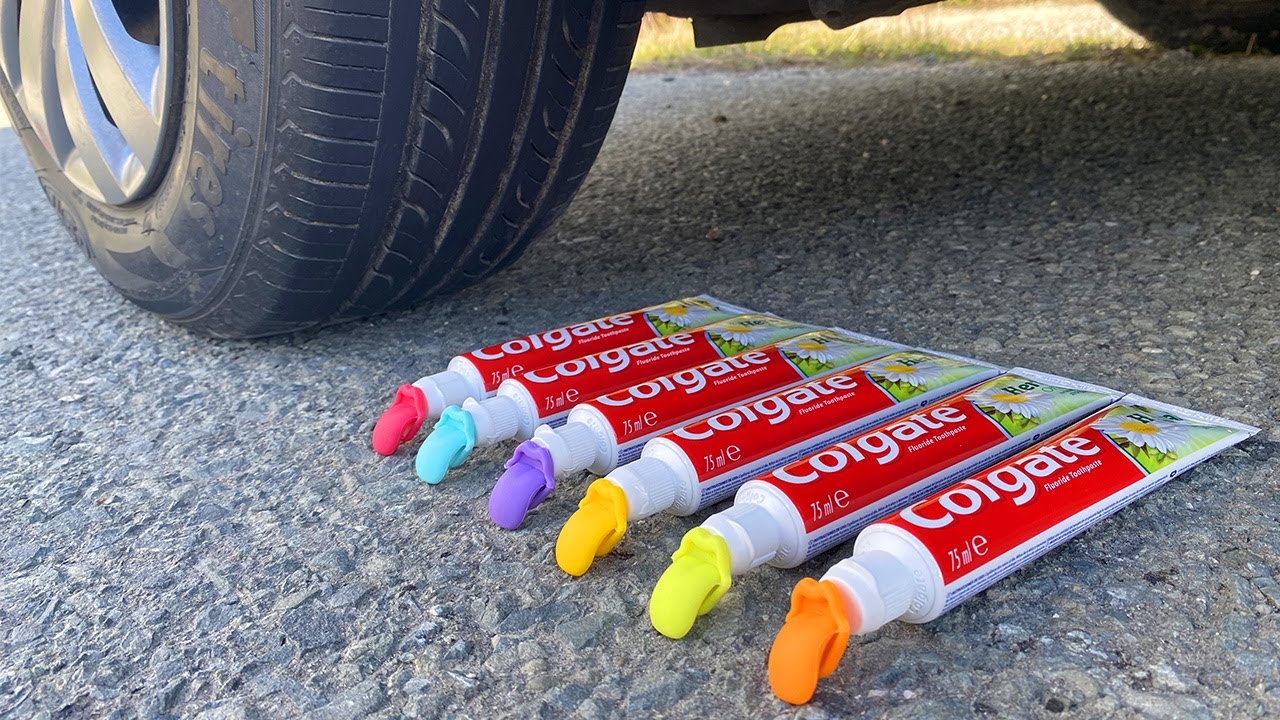 Crushing Crunchy & Soft Things by Car! EXPERIMENT CAR VS RAINBOW