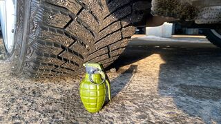 Experiment Car vs Grenade! Crushing crunchy & soft things by car