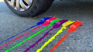 Experiment: Car vs Rainbow Paint - Crushing Crunchy & Soft Things by Car