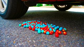 Crushing Crunchy & Soft Things by Car! - EXPERIMENT Crushing Paintballs by Car