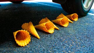 Crushing Crunchy & Soft Things by Car! - EXPERIMENT Ice Cream Cones vs Car