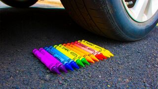 Crushing Crunchy & Soft Things by Car! - EXPERIMENT Crayons vs Car