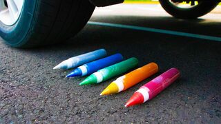Crushing Crunchy & Soft Things by Car! - EXPERIMENT Rainbow Glue vs Car