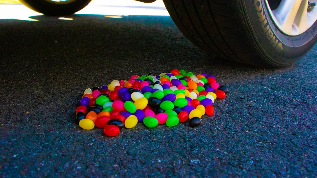 Crushing Crunchy & Soft Things by Car! - EXPERIMENT Jelly Beans vs Car
