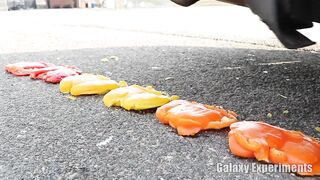 Crushing Crunchy & Soft Things by Car! - EXPERIMENT Colorful Chocolate Eggs vs Car