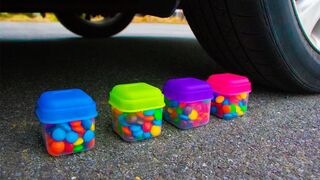 Crushing Crunchy & Soft Things by Car! - EXPERIMENT M&M Containers vs Car