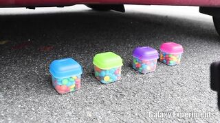 Crushing Crunchy & Soft Things by Car! - EXPERIMENT M&M Containers vs Car