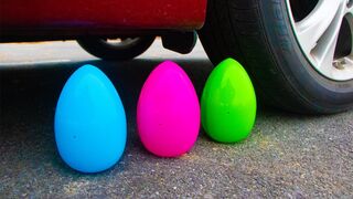 Crushing Crunchy & Soft Things by Car! - EXPERIMENT Big Rainbow Eggs vs Car