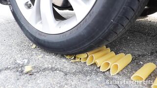 Crushing Crunchy & Soft Things by Car! - EXPERIMENT Big Rainbow Eggs vs Car