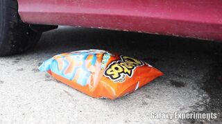 Crushing Crunchy & Soft Things by Car! - EXPERIMENT Colorful Chips by Car