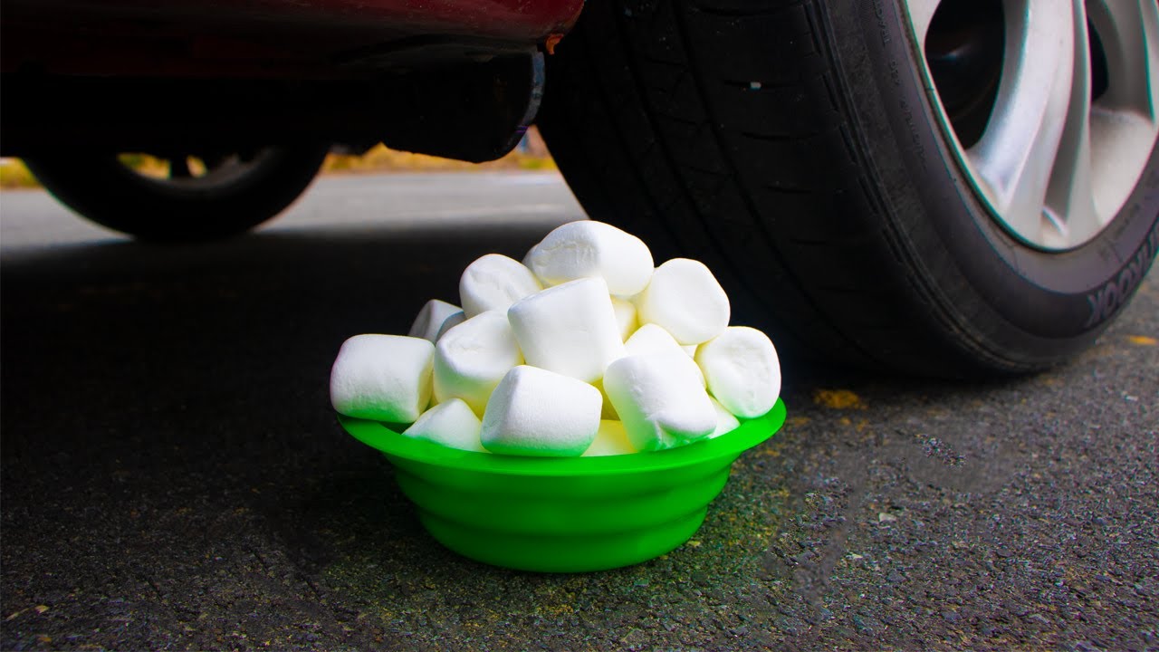 Crushing Crunchy & Soft Things by Car! EXPERIMENT Marshmallows vs Car