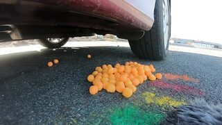 Crushing Crunchy & Soft Things by Car! - EXPERIMENT Rainbow Mask vs Car