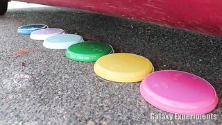 Crushing Crunchy & Soft Things by Car! - Rainbow Plates vs Car