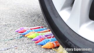 Crushing Crunchy & Soft Things by Car! - Rainbow Crayon Glue vs Car