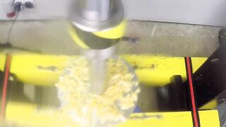 PRESSING MARSHMALLOW THROUGH HOLES WITH HYDRAULIC PRESS