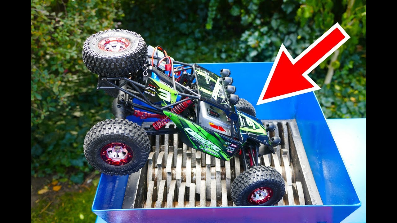 RC CAR JUMPING INTO THE SHREDDING MACHINE