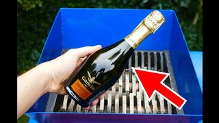 CHAMPAGNE SHREDDING EXPERIMENT! 100K SUBSCRIBERS SPECIAL | GOJZER