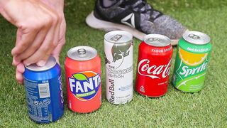 Experiment! Cola, Different RedBull, Pepsi,Sprite and Stretch Armstrong vs 3 Mentos Big Underground