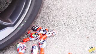 Crushing Crunchy & Soft Things by Car! - EXPERIMENT: CAR vs M&M'S SLIME