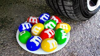 Crushing Crunchy & Soft Things by Car! Experiment Car vs M&M Eggs