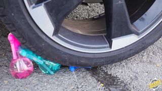 Crushing Crunchy & Soft Things by Car! - EXPERIMENT: CAR vs JELLY GLOVE BALLOONS