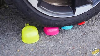 Crushing Crunchy & Soft Things by Car! - EXPERIMENT: CAR vs COLORFUL WORM BALLOONS
