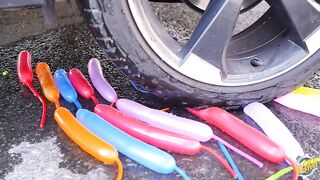 Crushing Crunchy & Soft Things by Car! - EXPERIMENT: CAR vs COLORFUL WORM BALLOONS
