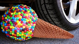 Crushing Crunchy & Soft Things by Car! - EXPERIMENT: CAR vs M&M ICECREAM