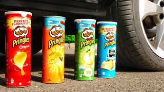 Crushing Crunchy & Soft Things by Car! - EXPERIMENT: PRINGLES VS CAR vs FOOD