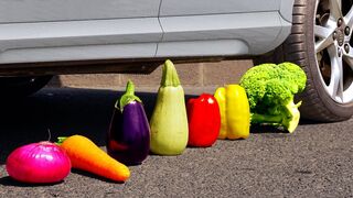 Crushing Crunchy & Soft Things by Car! - EXPERIMENT: VEGETABLES VS CAR vs FOOD
