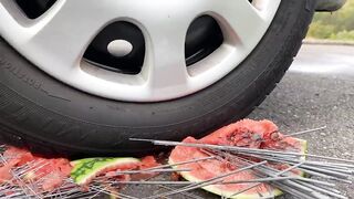 Crushing Crunchy & Soft Things by Car! EXPERIMENT  Car vs A lot of Sparklers vs Watermelon