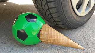 Crushing Crunchy & Soft Things by Car! EXPERIMENT: Car vs Soccer Ball Ice Cream